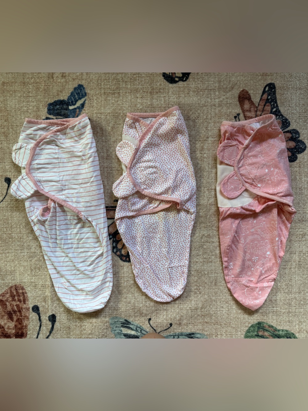 Set of 3 Pink Baby Swaddle Wraps